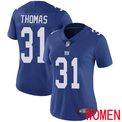 Women New York Giants #31 Michael Thomas Royal Blue Team Color Vapor Untouchable Limited Player Football NFL Jersey